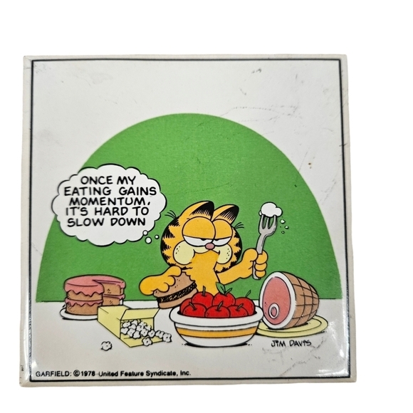 Vintage Enesco Jim Davis 1978 Garfield Comic Strip Tiles Set of 4 G2 - Picture 7 of 11
